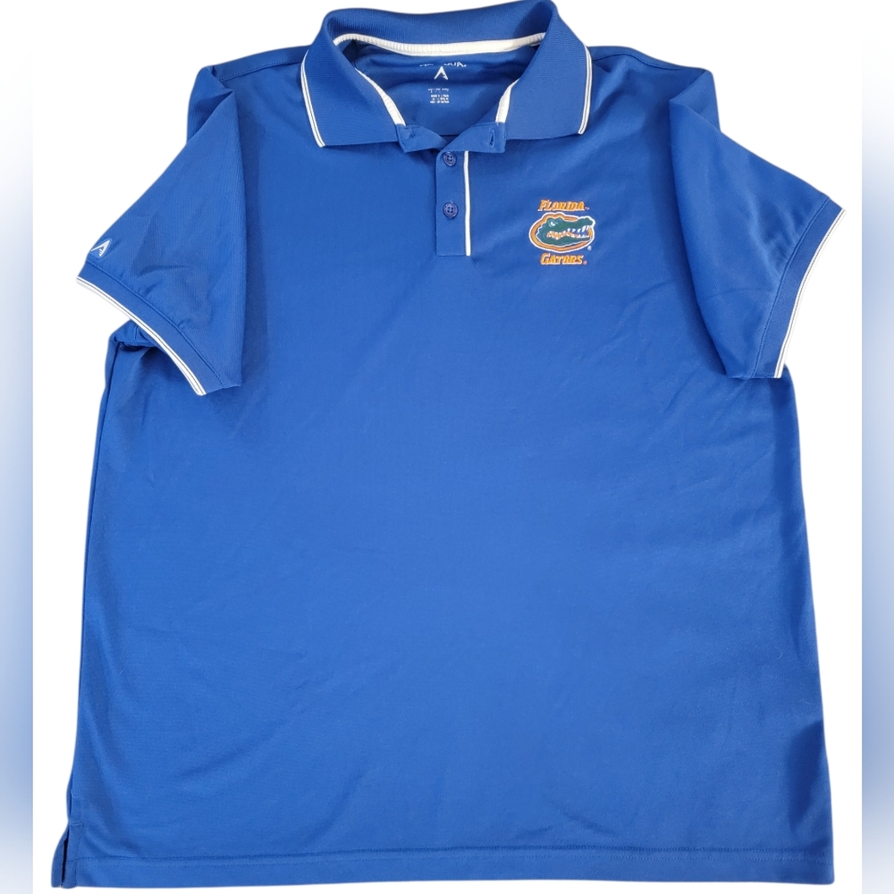 Antigua University of FL Gators Blue Polo Shirt with Logo Size Large PRE-OWNED